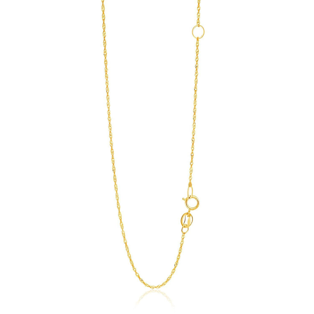 1.1mm 14K Yellow Gold Adjustable Singapore Chain