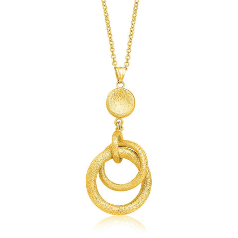 14K Yellow Gold Pendant with Graduated Interlaced Circles