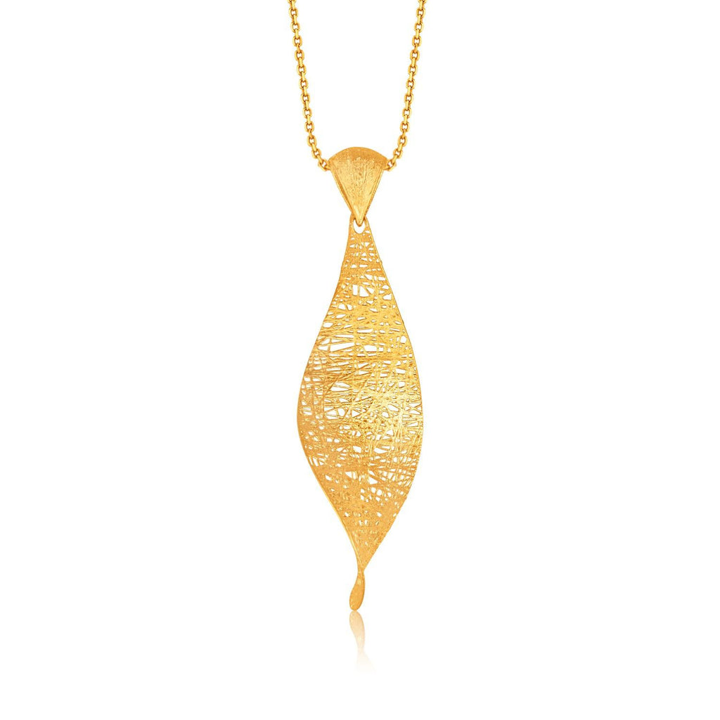 Italian Design 14K Yellow Gold Woven Ornamental Twist Pendant