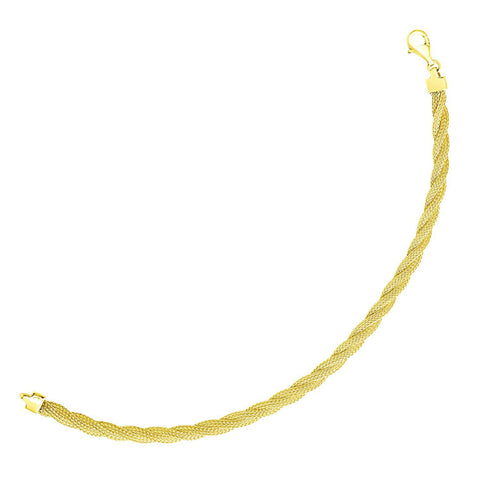 14K Yellow Gold Braided Motif Fox Chain Bracelet