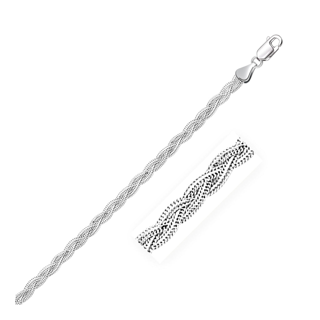 3.5mm 14K White Braided Foxtail Anklet