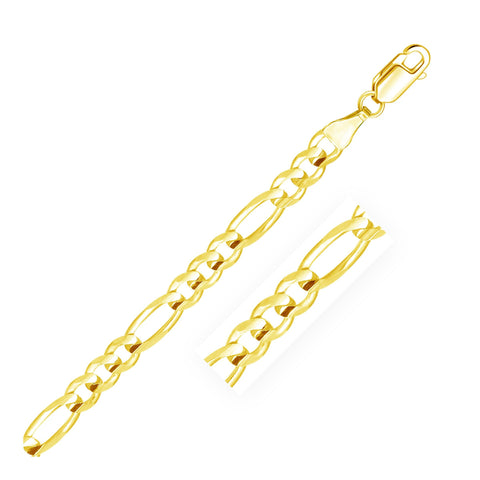 6.0mm 14K Yellow Gold Solid Figaro Bracelet