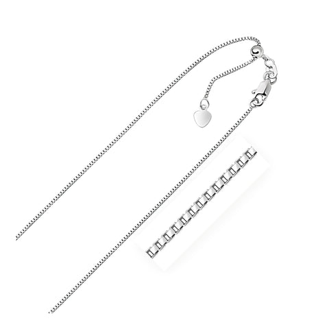 0.85mm 14K White Gold Adjustable Box Chain