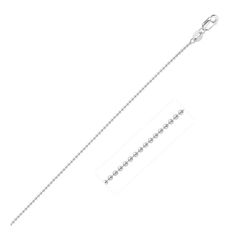 1.0mm 14K White Gold Bead Chain