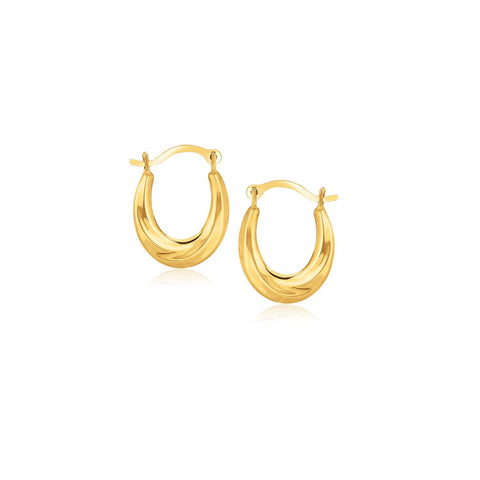 10K Yellow Gold Oval Hoop Earrings