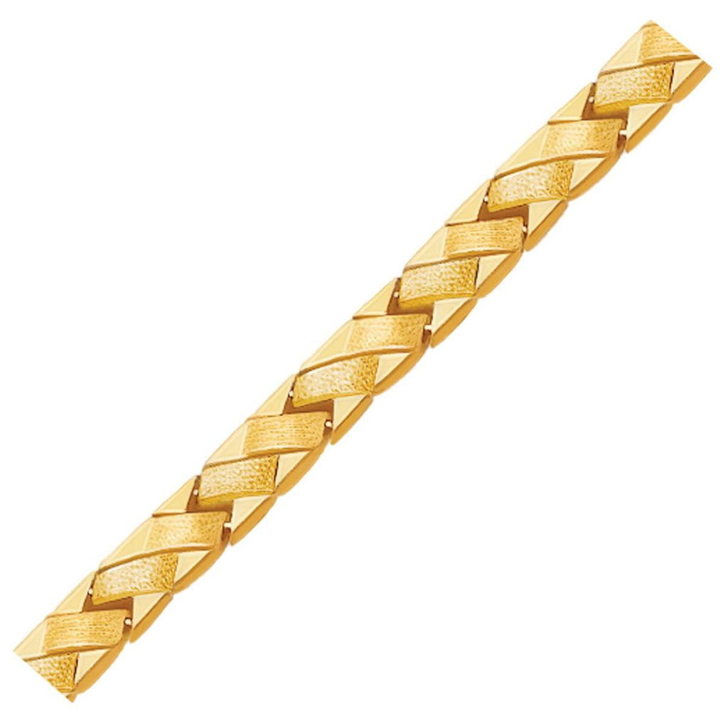 14K Yellow Gold Fancy Basket Weave Line Bracelet