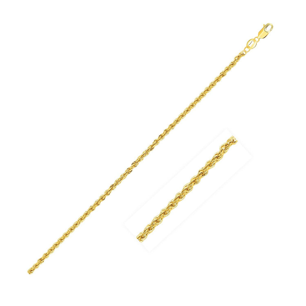 2.0mm 14K Yellow Gold Light Rope Chain