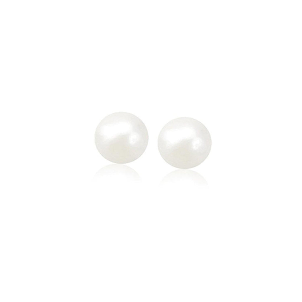 14K Yellow Gold Freshwater Cultured White Pearl Stud Earrings (6.0 mm)