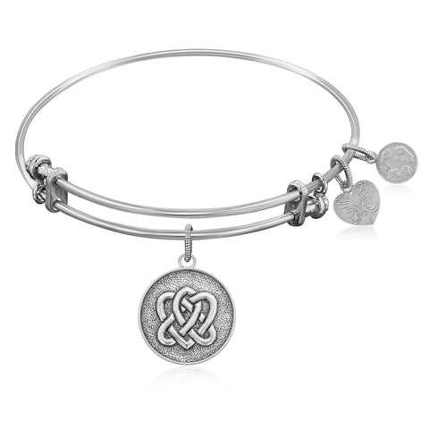 Expandable Bangle in White Tone Brass with Spiral Eternal Life Unity Symbol