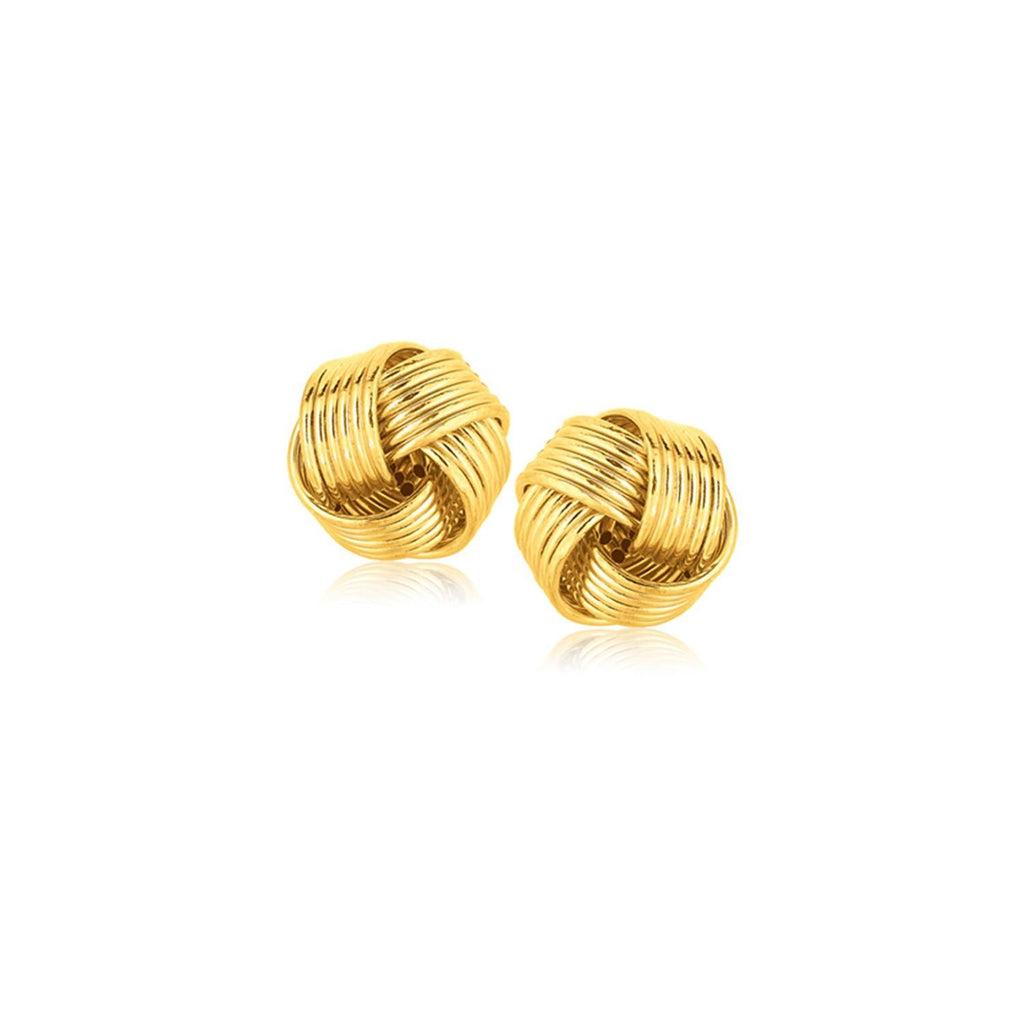 14K Yellow Gold Interlaced Love Knot Stud Earrings