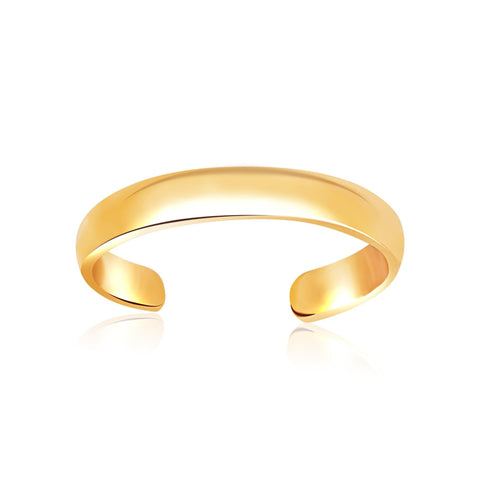 14K Yellow Gold Toe Ring in a Polished and Simple Style