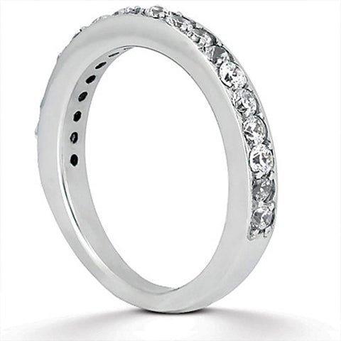 14K White Gold Pave Diamond Wedding Ring Band Set 1/2 Around