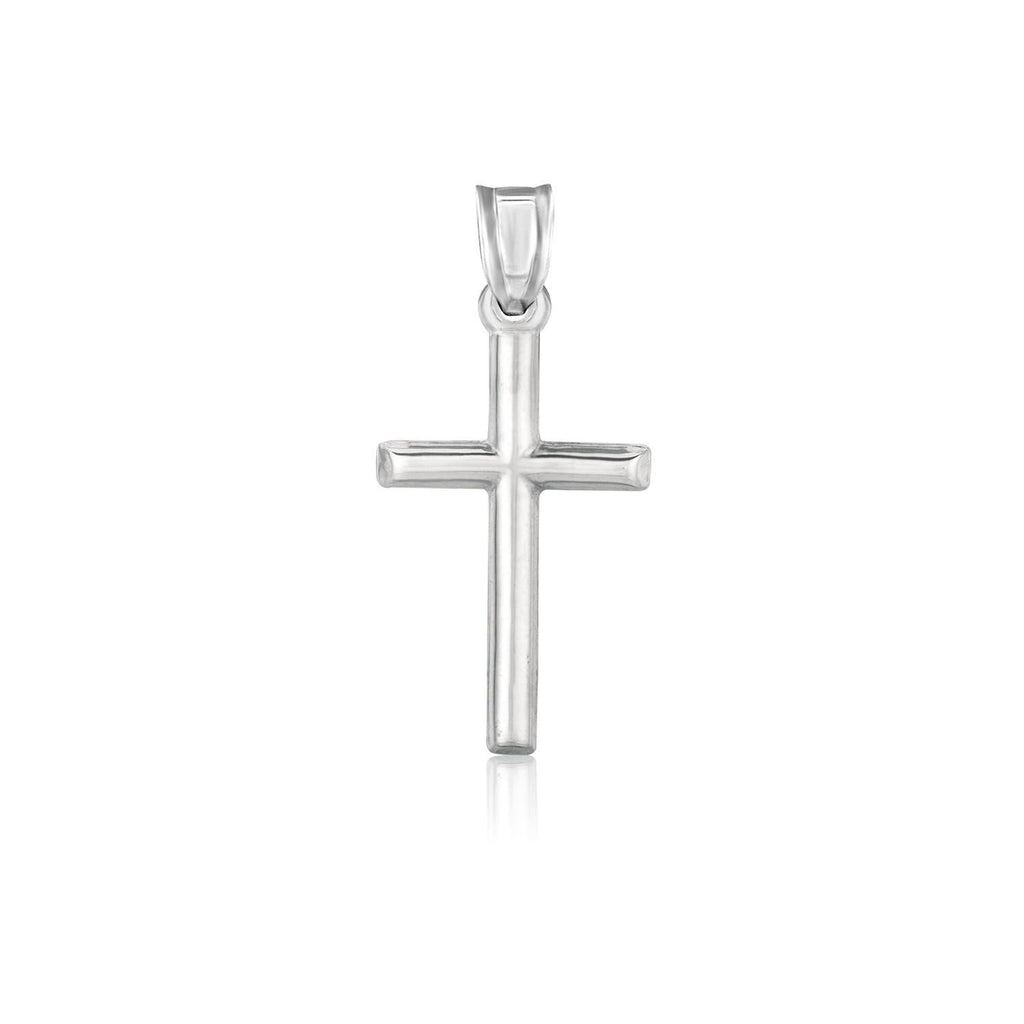 14K White Gold High Polish Cross Pendant