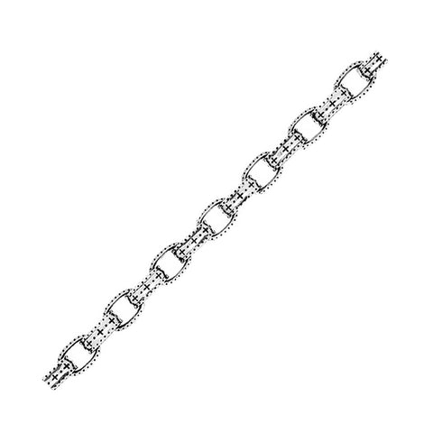 Sterling Silver Men's Cable Link Carved Bracelet