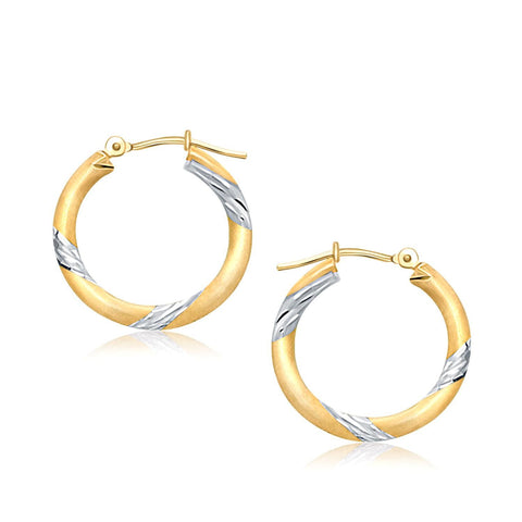 14K Two Tone Gold Polished Hoop Earrings (20 mm)