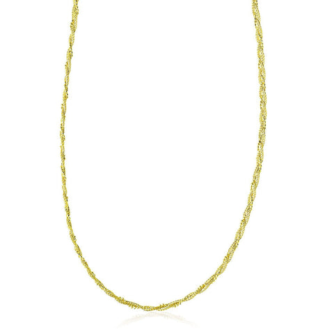 14K Yellow Gold Wheat and Bead Chain Braided Necklace