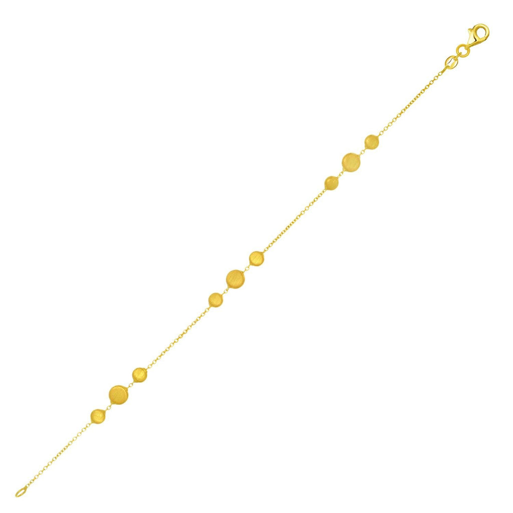 14K Yellow Gold Chain Bracelet with Graduated Pebble Stations