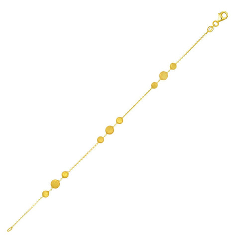 14K Yellow Gold Chain Bracelet with Graduated Pebble Stations