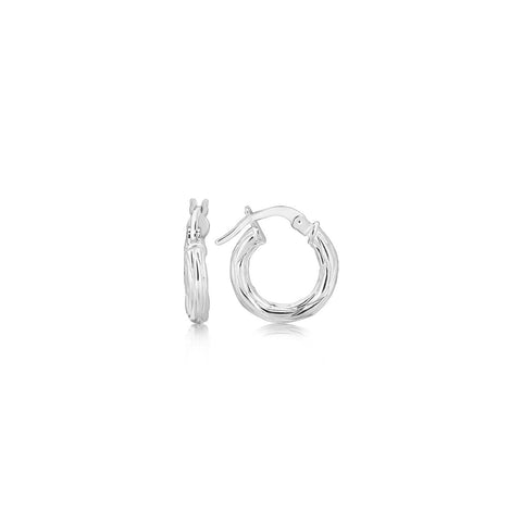 Sterling Silver Twisted Style Small Hoop Earrings