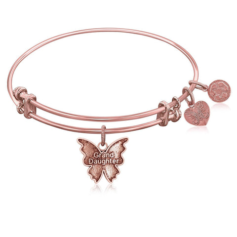 Expandable Bangle in Pink Tone Brass with Grand Daughter Symbol