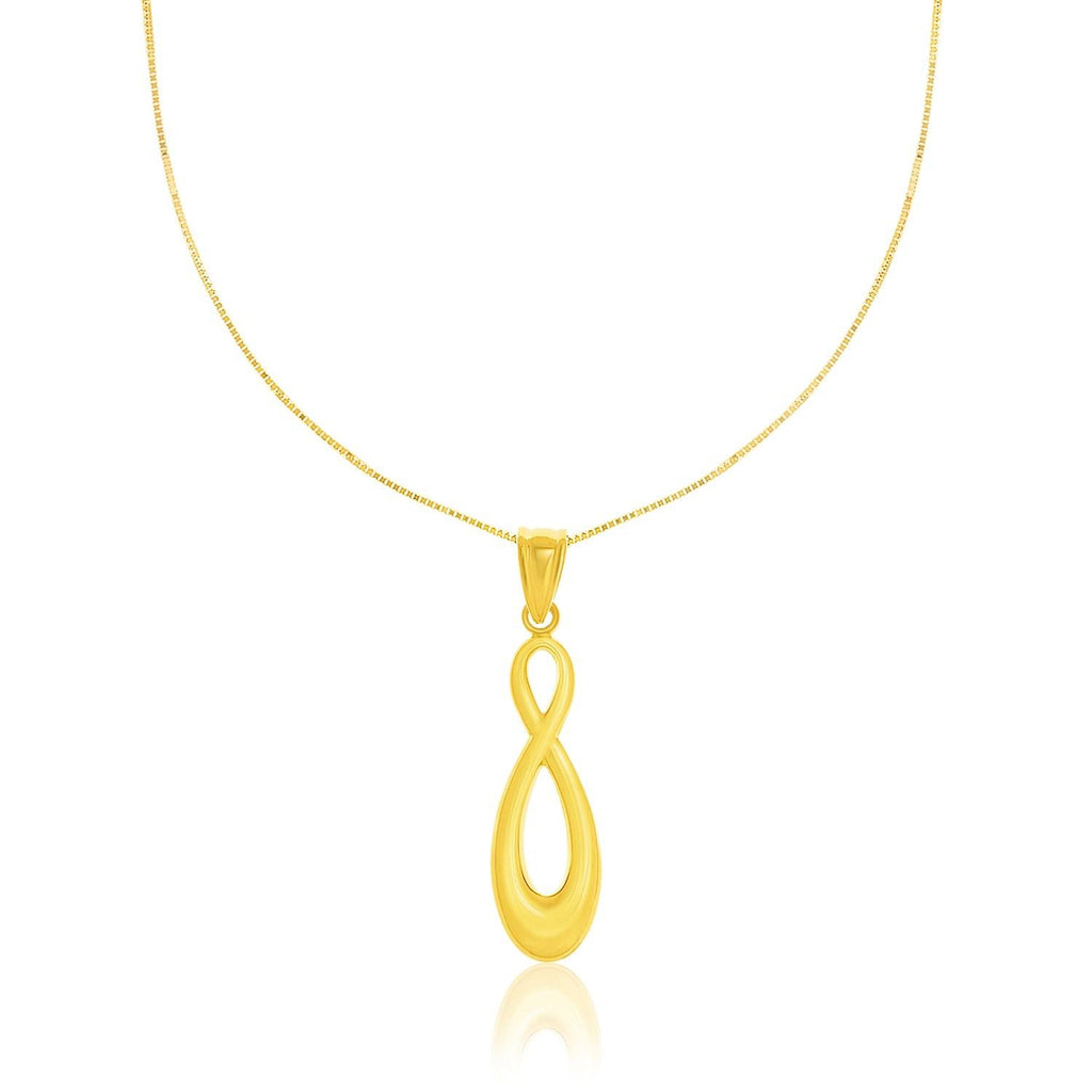 14K Yellow Gold Shiny Infinity Style Pendant