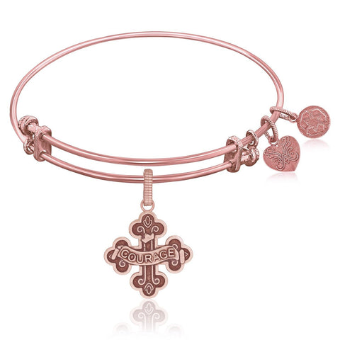 Expandable Bangle in Pink Tone Brass with Badge Of Courage Symbol