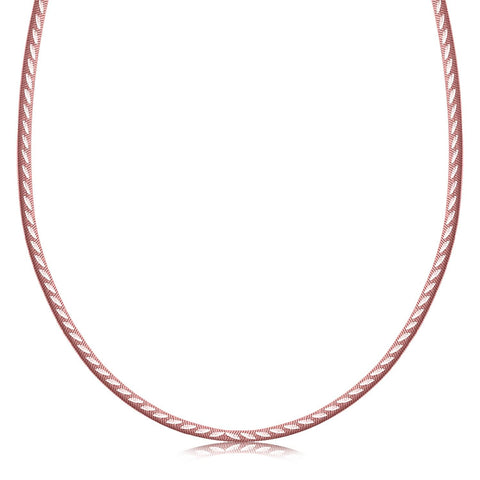 Sterling Silver Rose Gold Plated Reversible Snake Necklace with Diamond Cuts