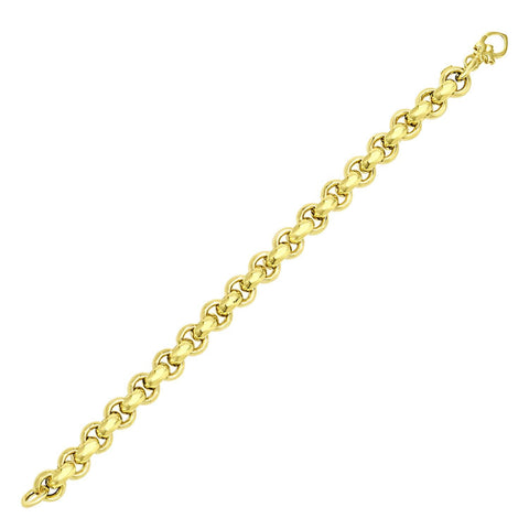 14K Yellow Gold Rolo Design Shiny Bracelet