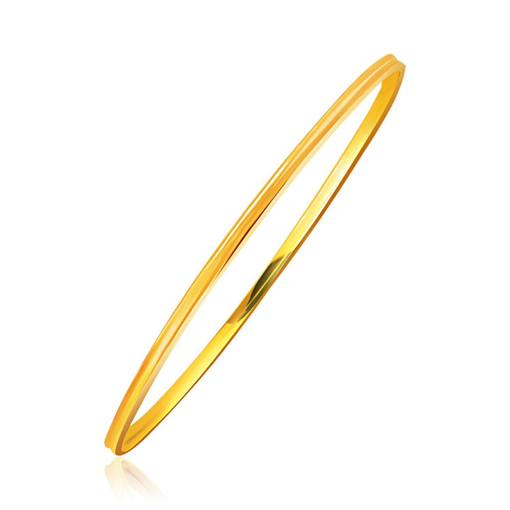 14K Yellow Gold Concave Motif Thin  Stackable Bangle