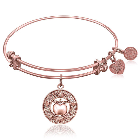 Expandable Bangle in Pink Tone Brass with Teacher Symbol