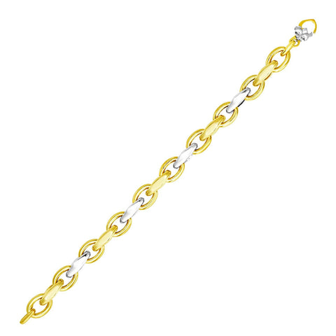 14K Two-Tone Gold Oval and Graduated Link Bracelet