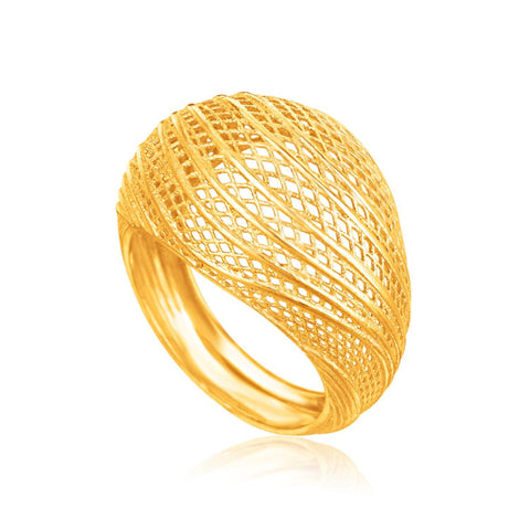 Italian Design 14K Yellow Gold Lattice Ring