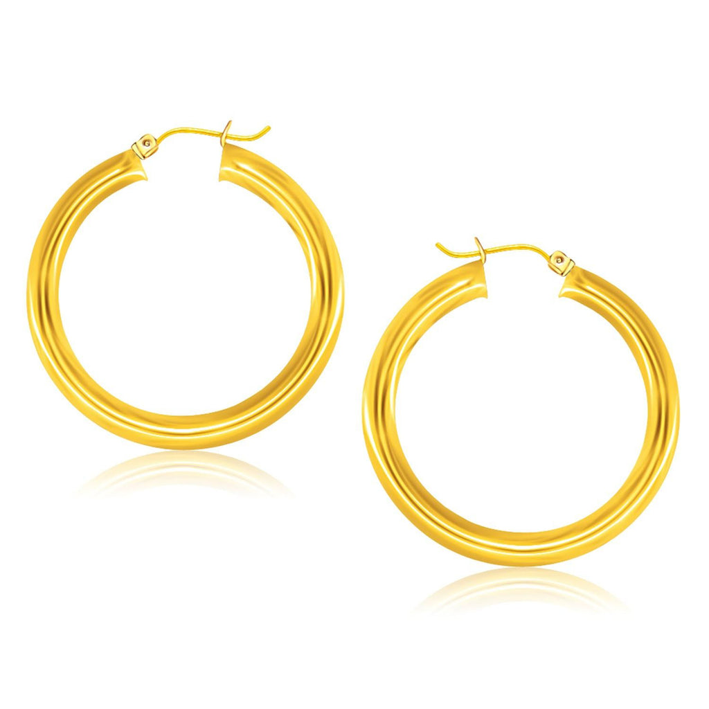 14K Yellow Gold Polished Hoop Earrings (40 mm)