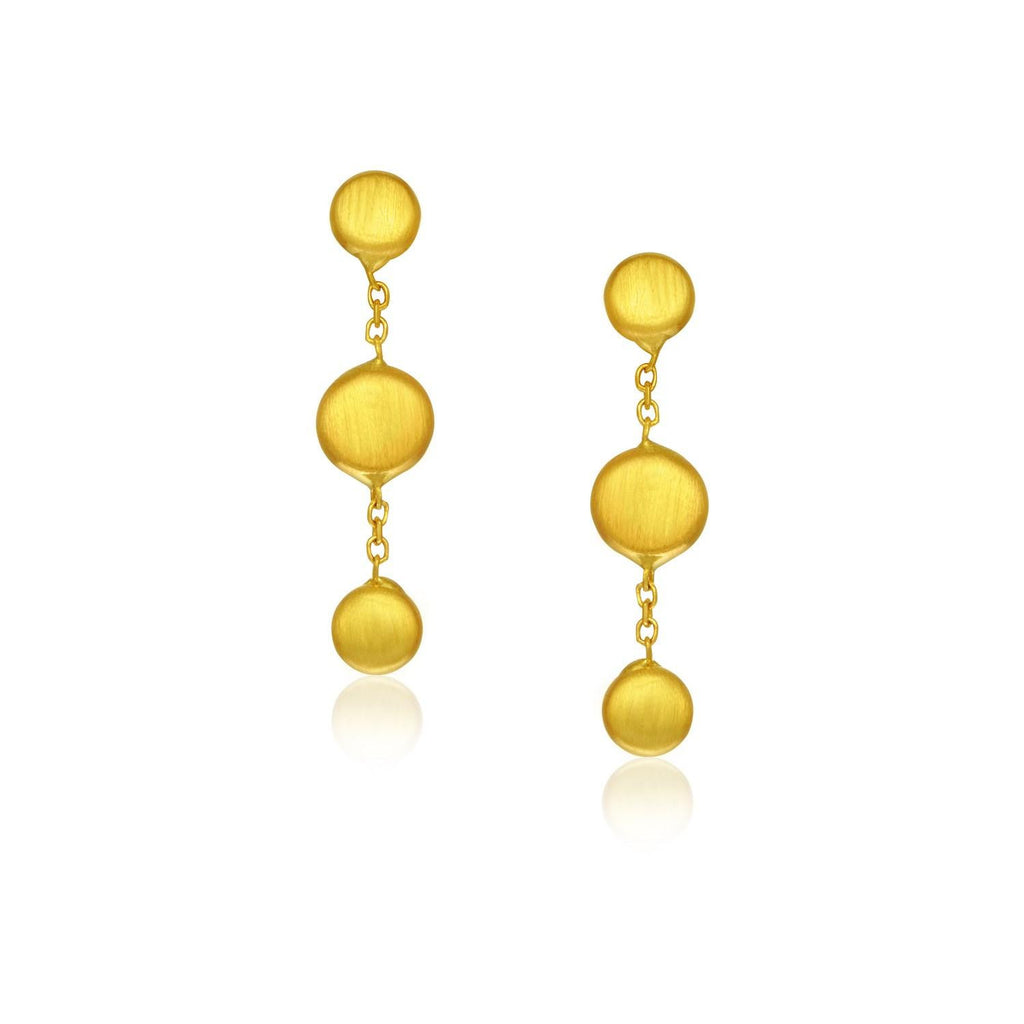 14K Yellow Gold Pebble Drop Earrings in Satin Finish