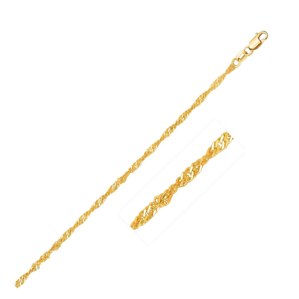 1.7mm 14K Yellow Gold Singapore Bracelet