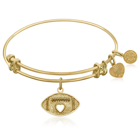 Expandable Bangle in Yellow Tone Brass with Football Symbol