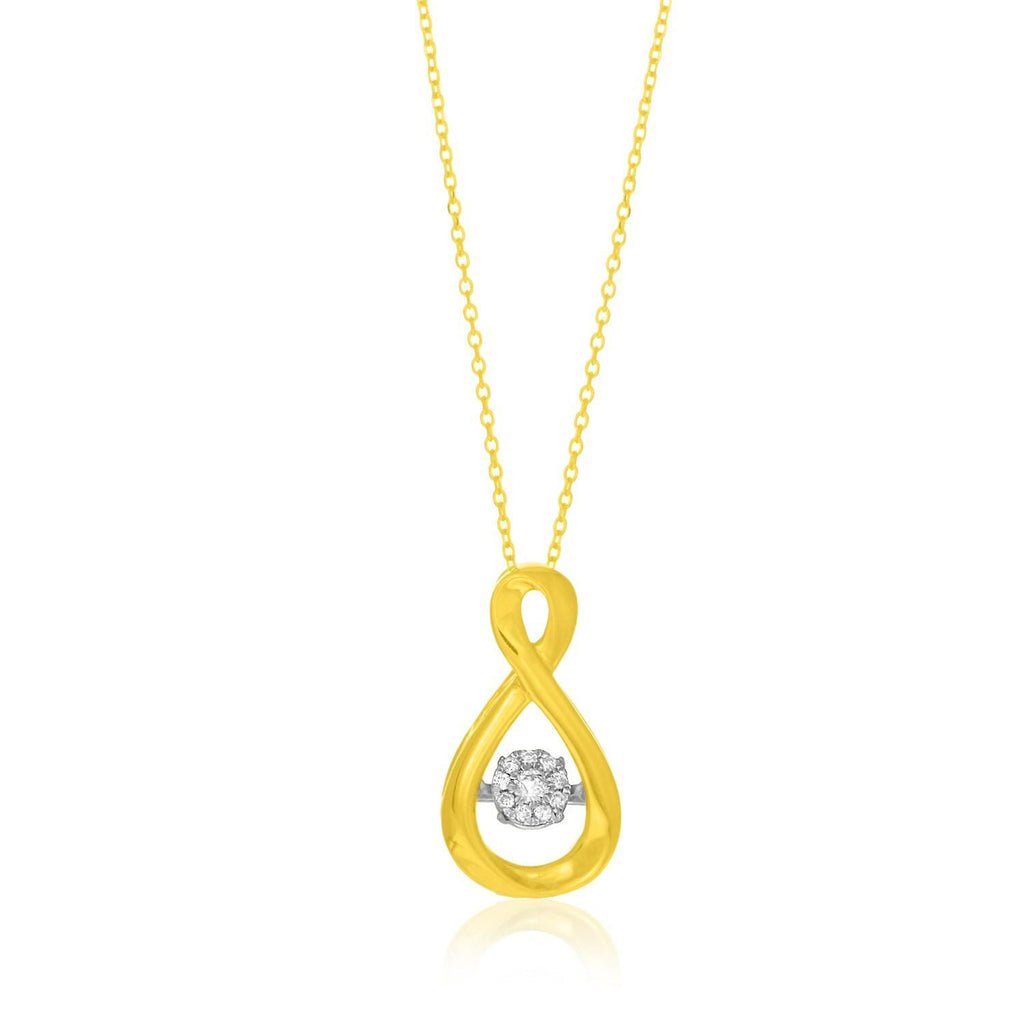 14K Yellow Gold Infinity Style Diamond Embellished Pendant