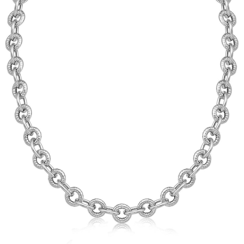 Sterling Silver Round Cable Inspired Chain Link Necklace