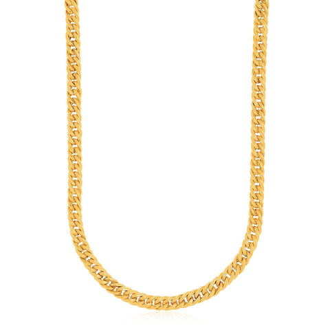 14K Yellow Gold Curb Style Chain Textured Necklace