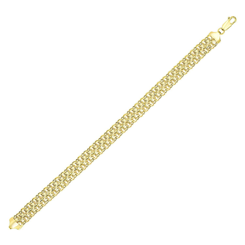 14K Yellow Gold Two-Row Garibaldi Design Bracelet