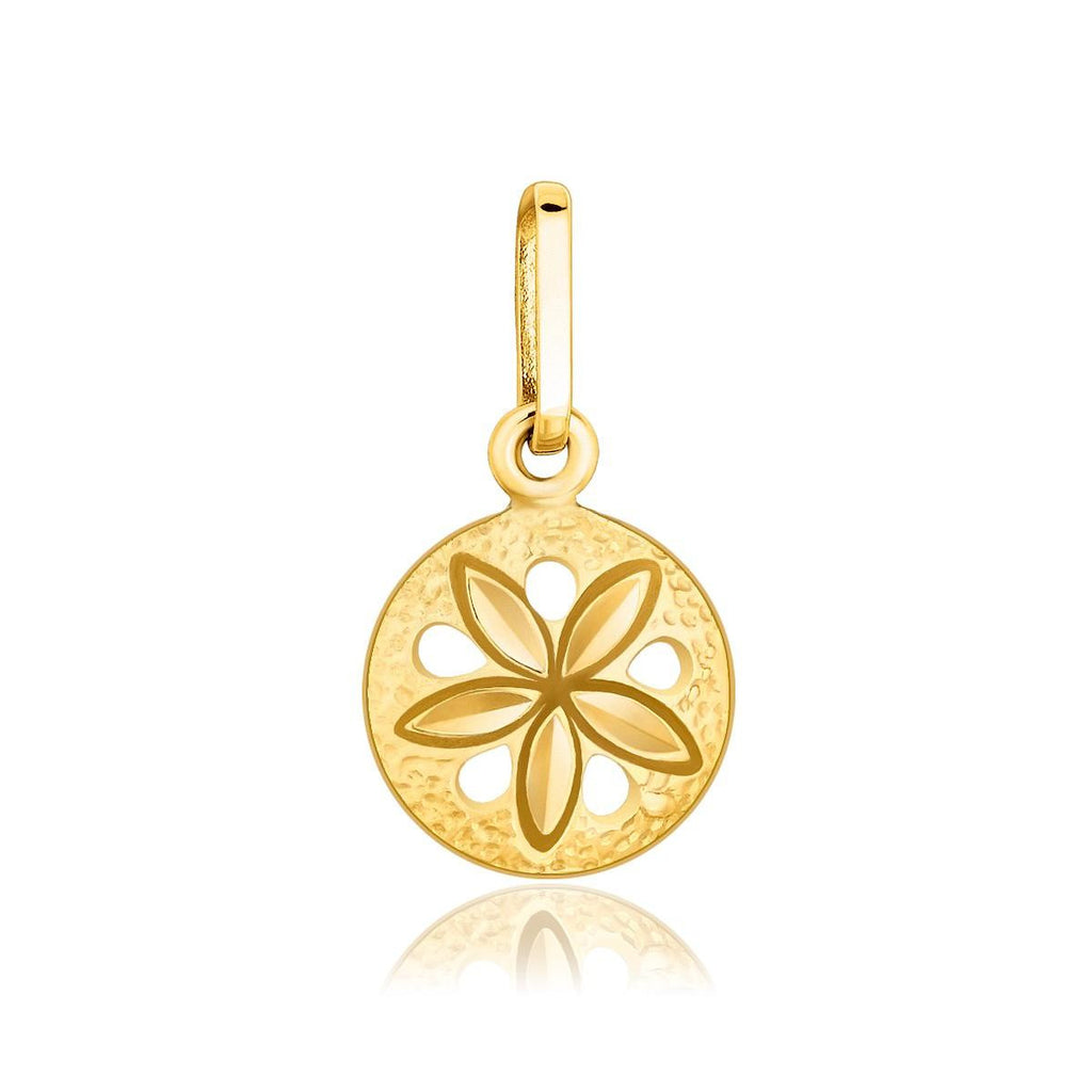 14K Yellow Gold Sea Life Small Sand Dollar Pendant