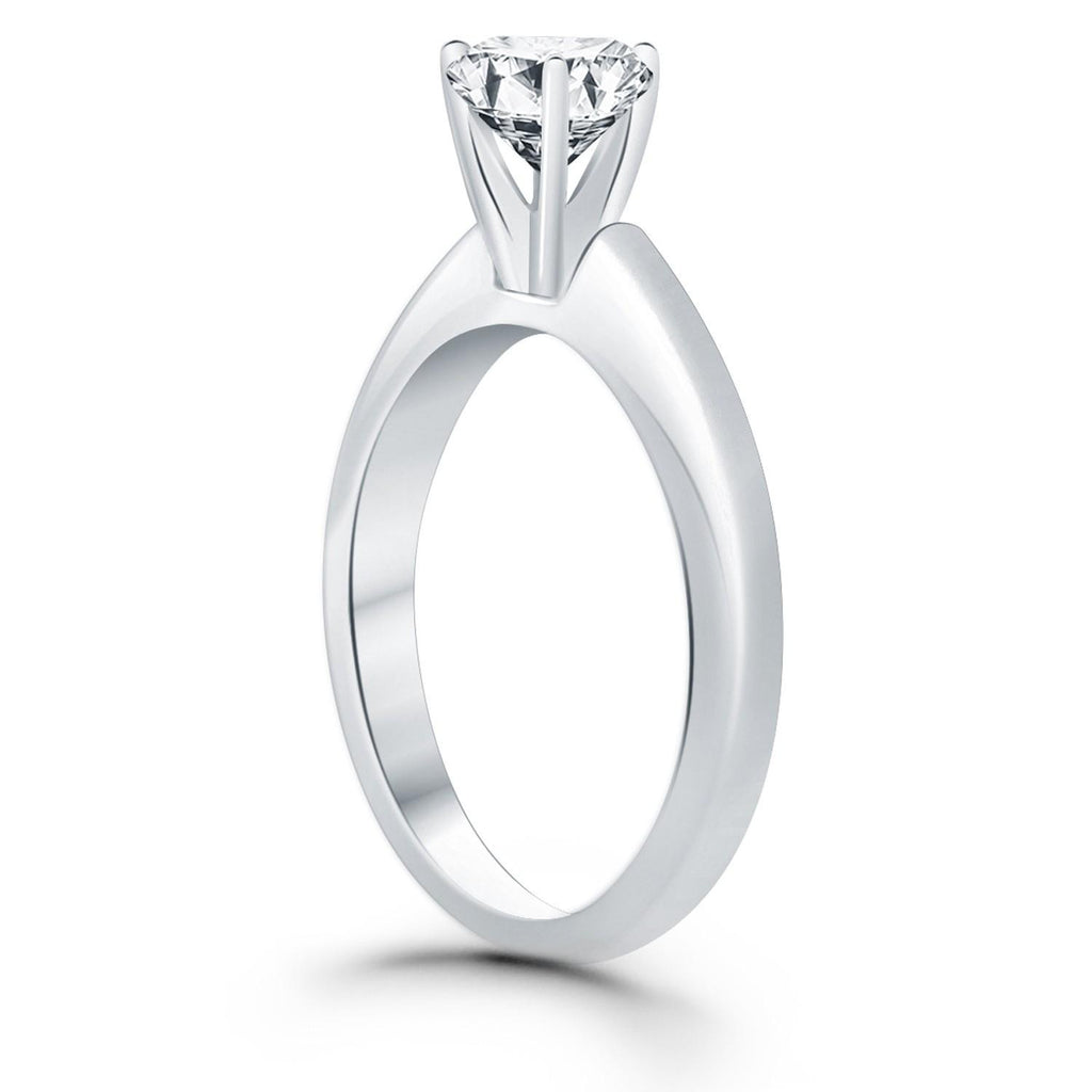 14K White Gold Solitaire Cathedral Engagement Ring