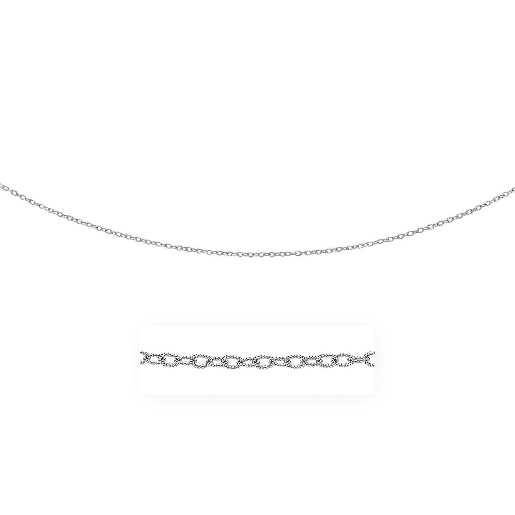 2.5mm 14K White Gold Pendant Chain with Textured Links