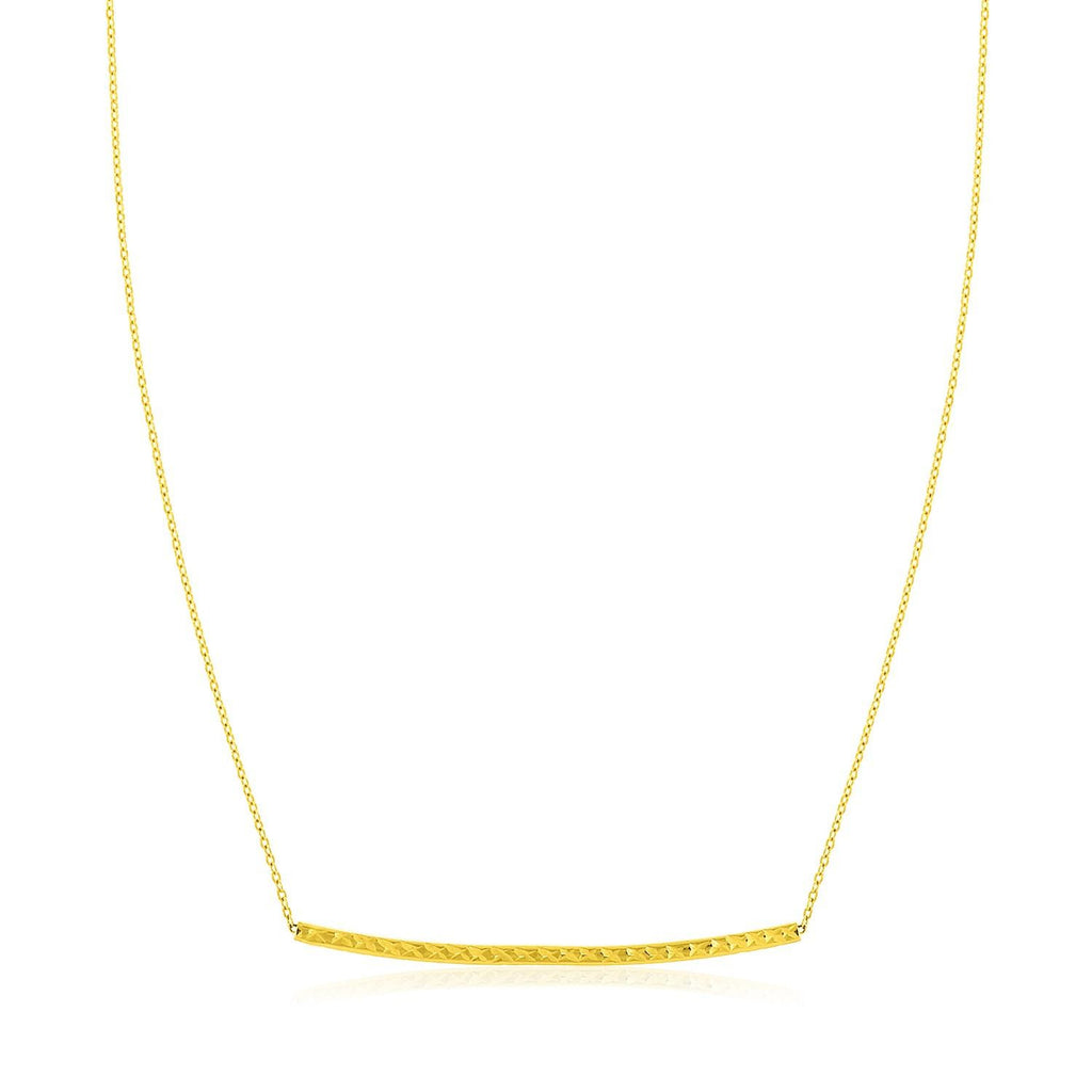 14K Yellow Gold Thin Textured Bar Necklace