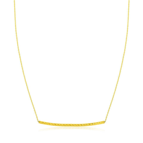 14K Yellow Gold Thin Textured Bar Necklace