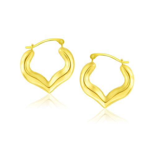 10K Yellow Gold Hoop Style Heart Shape Earrings