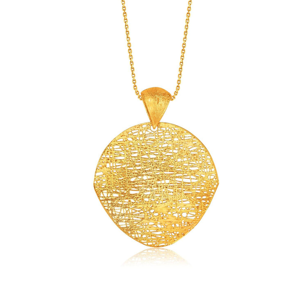 Italian Design 14K Yellow Gold Woven Artistic Pendant