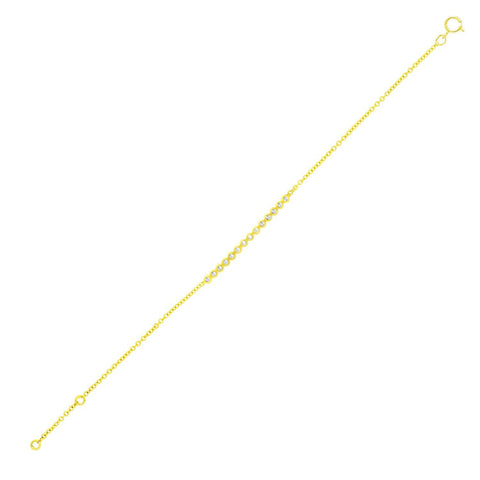 14K Yellow Gold Circle Link Diamond Embellished Bracelet