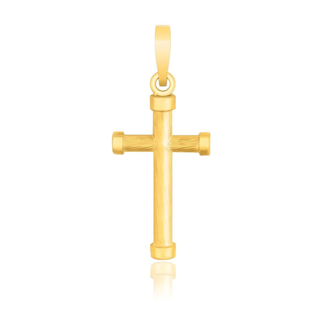 14K Yellow Gold Cross Pendant with Rounded Ends