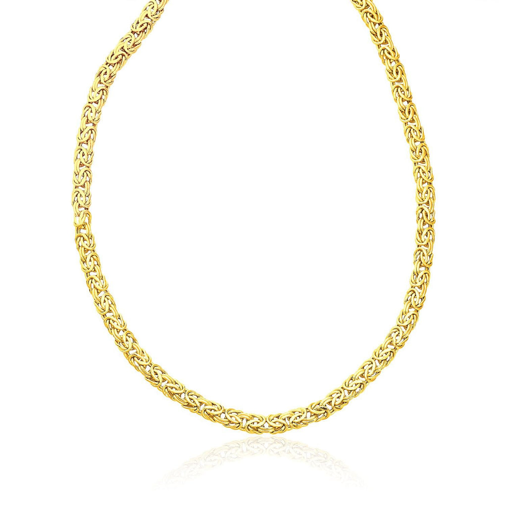 14K Yellow Gold Byzantine Motif Chain Necklace